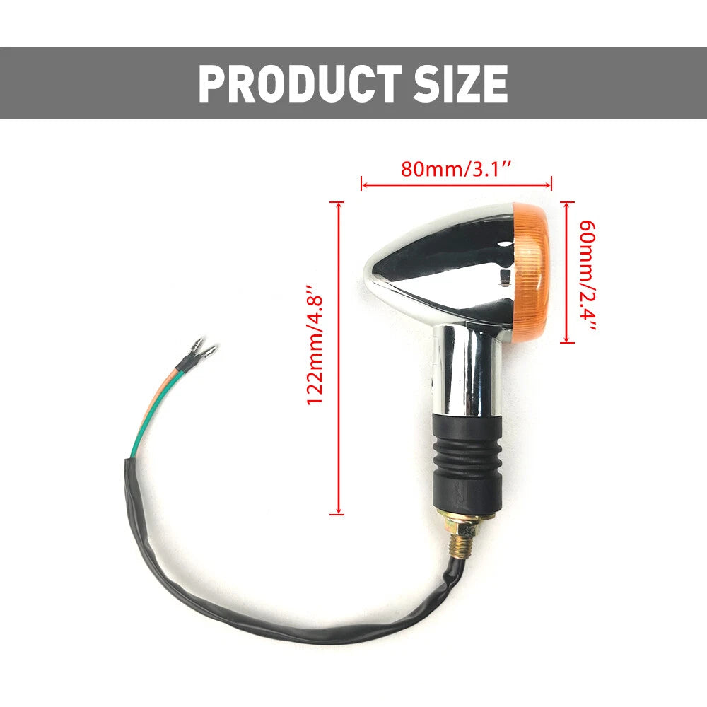 2pcs Chrome Motorcycle Bullet Signals Turn Blinker Light Indicator Lamps Amber 6B93BC-57