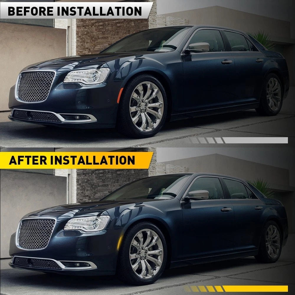 2x Amber LED Front Side Marker Lamps Reflector Lights For 2015-23 Chrysler 300 A 6B93BC-57