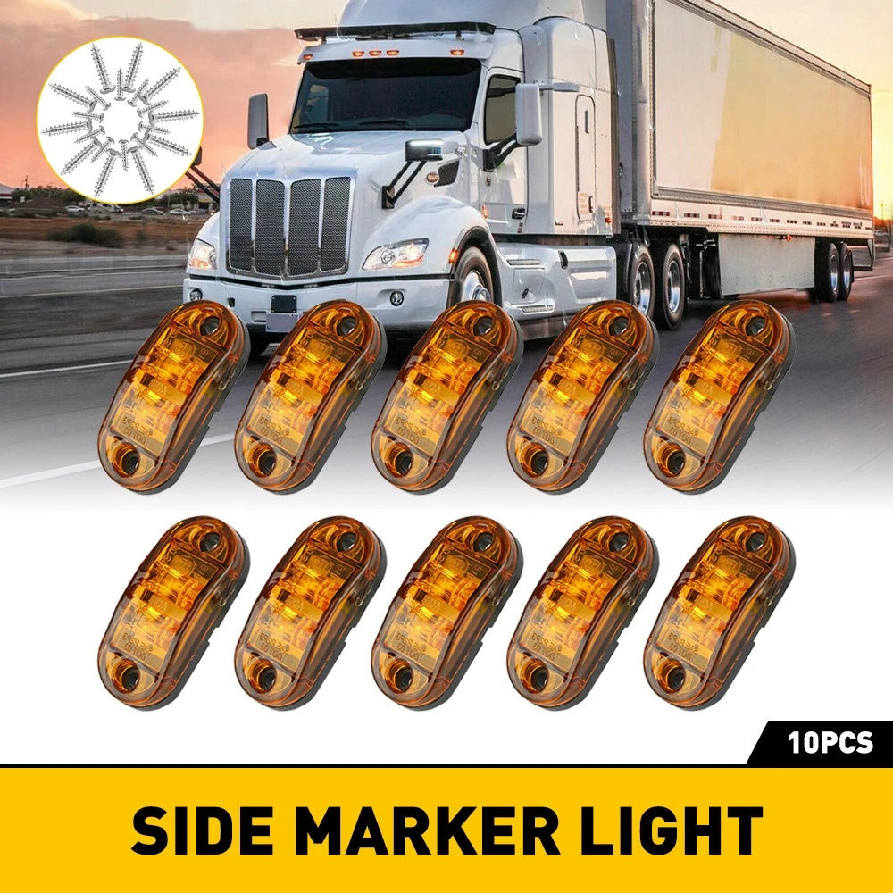 Amber LED Oval Side Marker Lights Truck Trailer Clearance Light Waterproof EOA 6B93BC-57