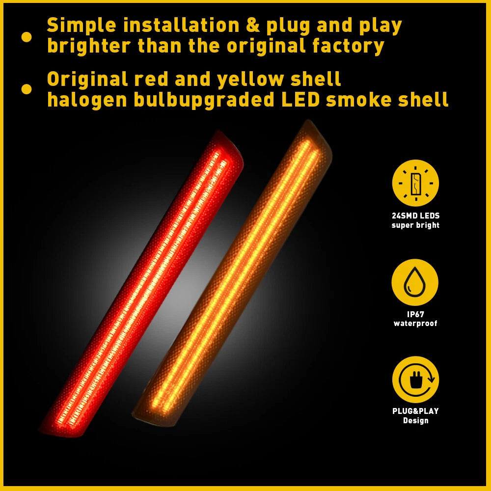 For 2015-22 Dodge Challenger Side LED Marker Fender Lights Amber&Red Front+Rear 6B93BC-57
