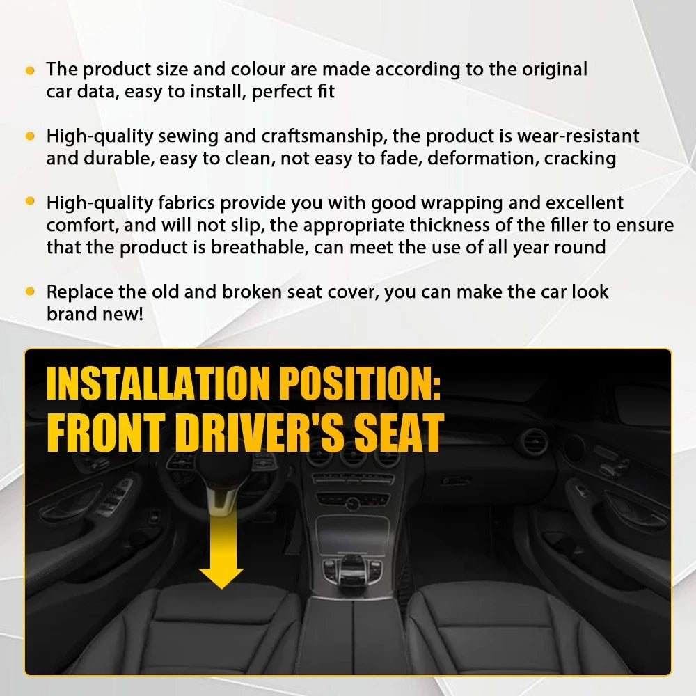 For 2015-2021 Mercedes Benz C300 C250 Driver Bottom Leather Seat Cover Black EOA 6B93BC-57