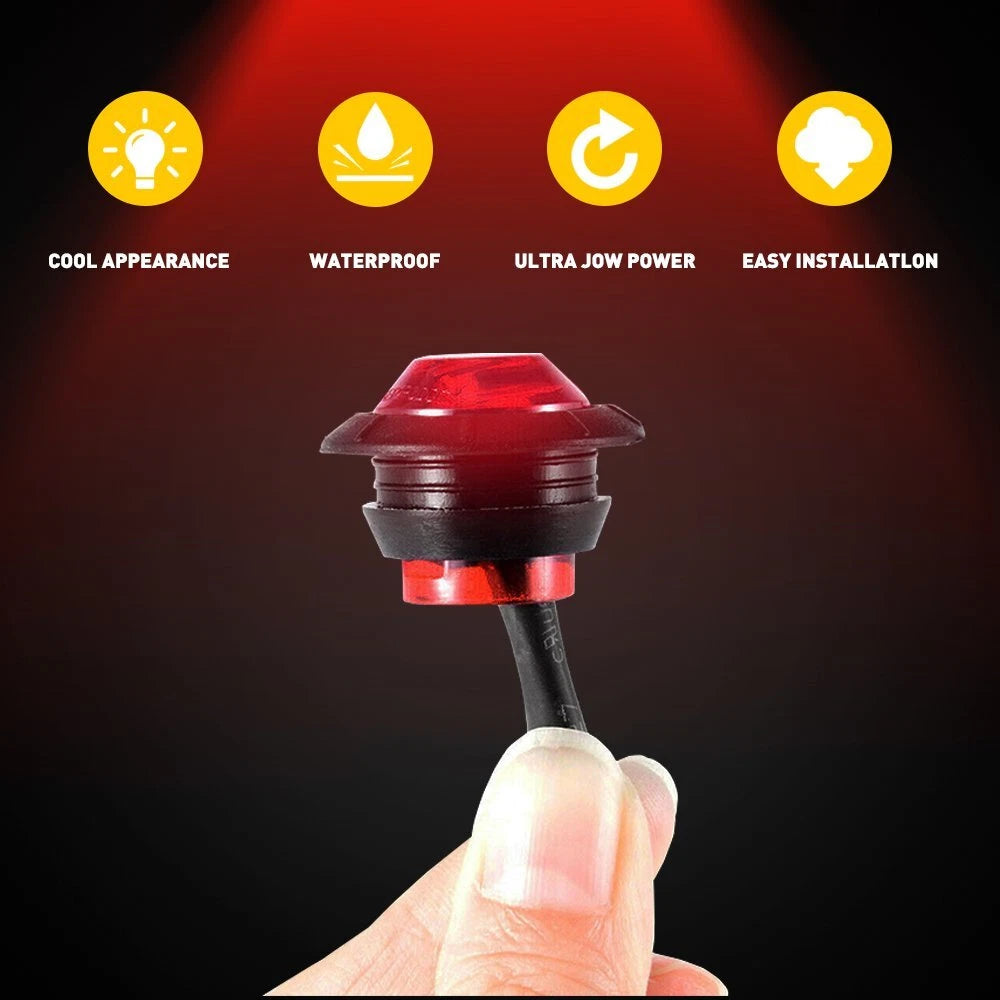 10X Red 3/4 Bullet LED Side Round Marker Lights For Trailer Truck RV Pickup EOA 6B93BC-57