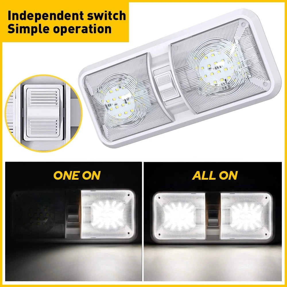 Universal LED Car Vehicle Interior DOUBLE Dome Light Roof Ceiling Lamp White 12V 6B93BC-57