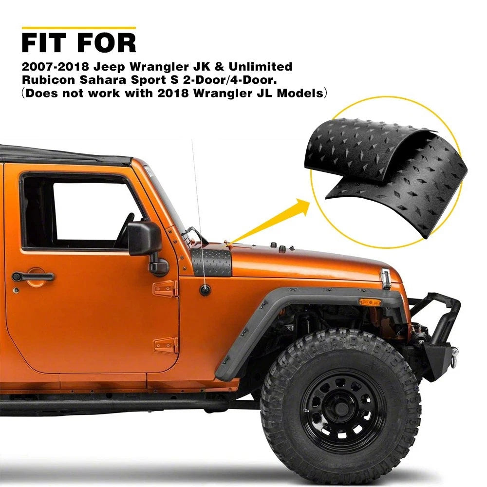 2x ABS Black Body Armor Side Cowl Cover Trim For Jeep Wrangler JK 2007-2018 EOA 6B93BC-57