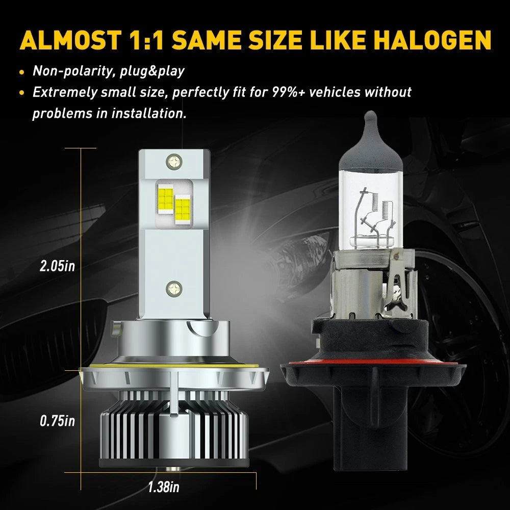 CANBUS 9008/H13 LED Headlight Super Bright Bulbs Kit White 50000LM High/Low Beam 6B93BC-57