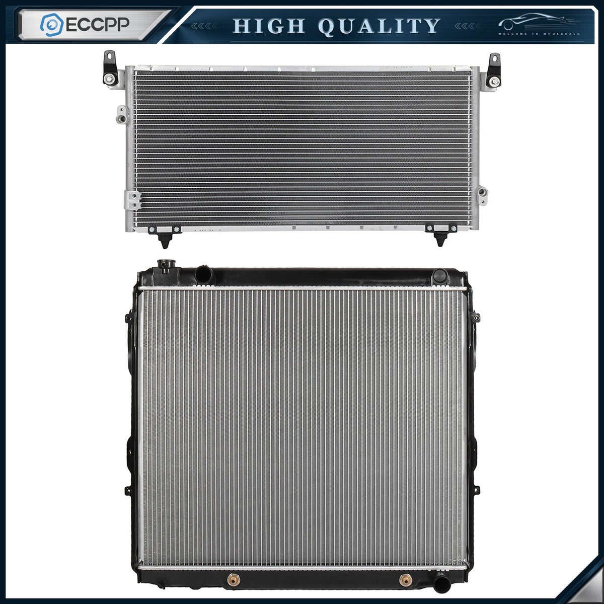 Aluminum Radiator & AC Condenser Cooling Kit For 2004 2005 2006 Toyota Tundra