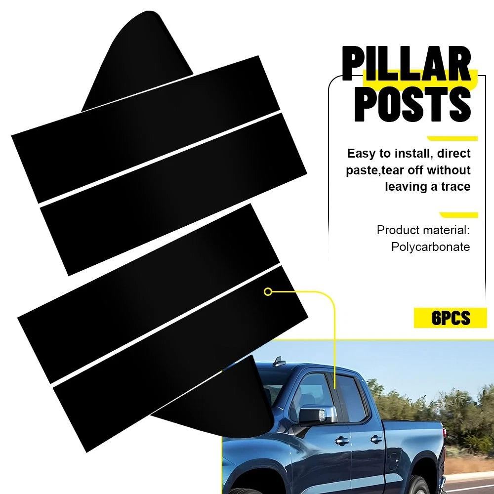 6X Black Pillar Posts For CHEVROLET Silverado 1500 2019-2022 Door Window Cover A 6B93BC-57