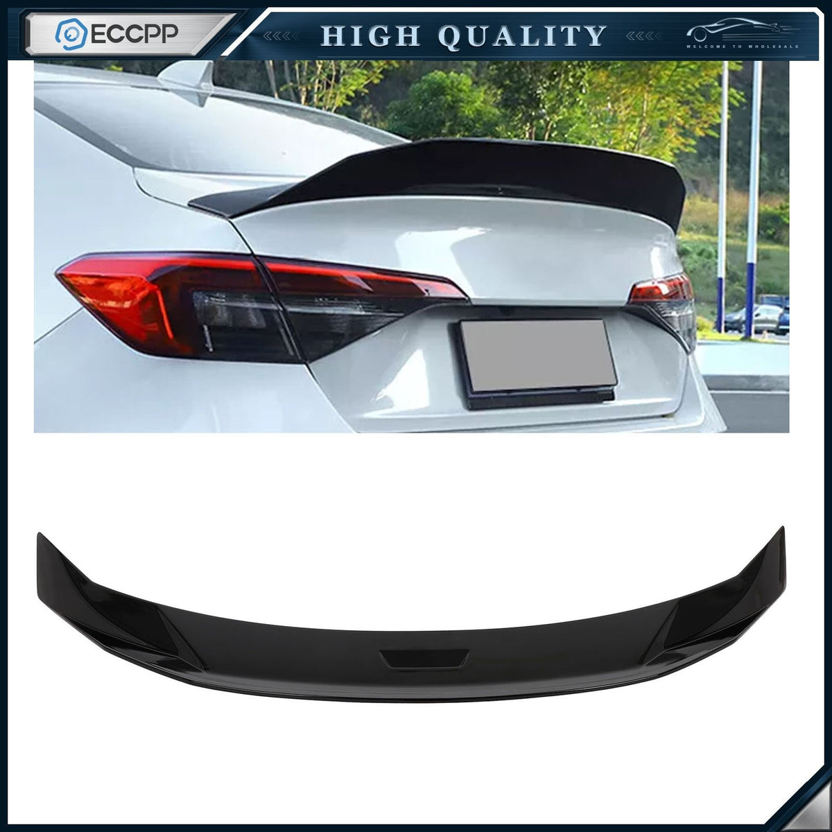Rear Spoiler Fits 2022-2024 Honda Civic Sedan Glossy Black 6B93BC-57