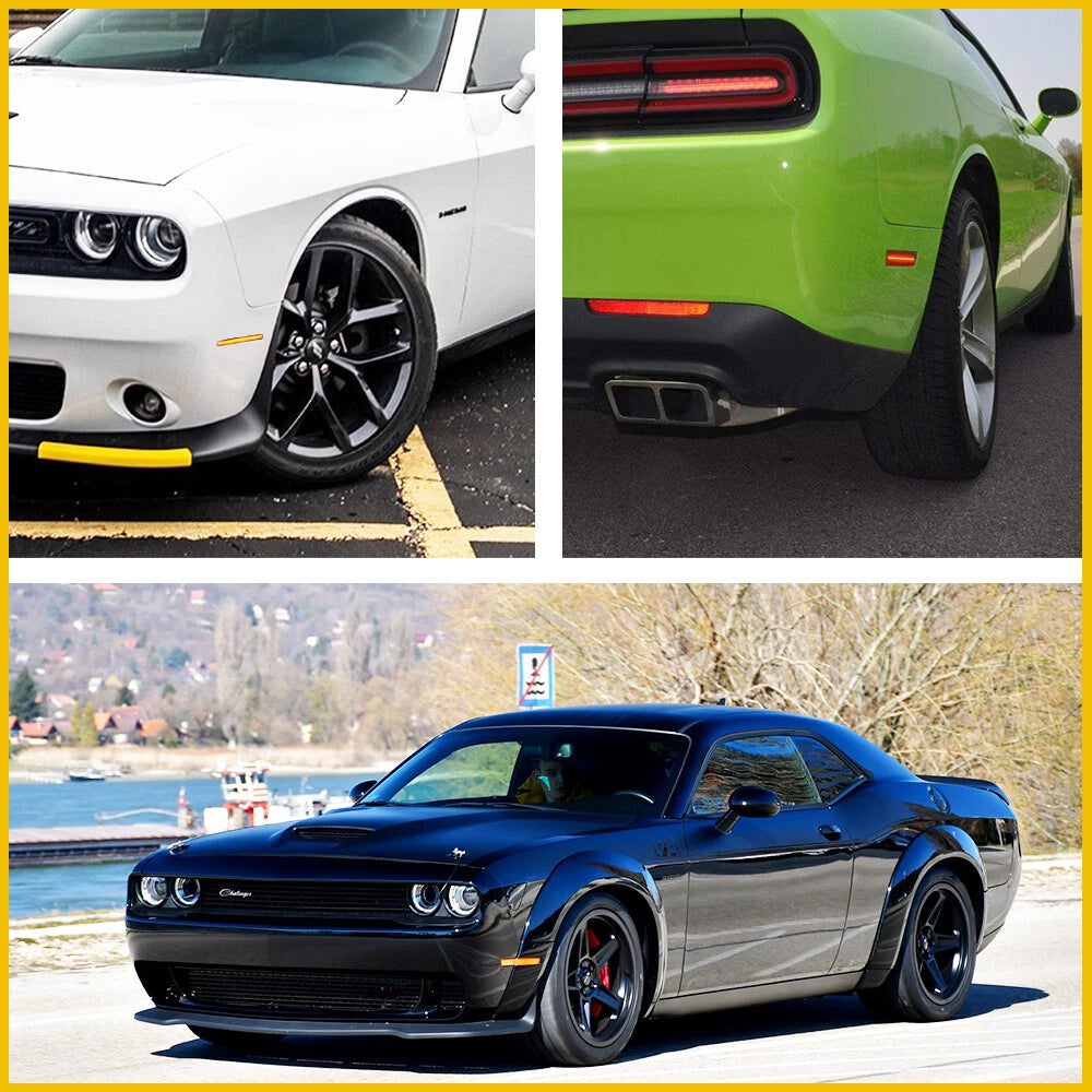 For 2015-22 Dodge Challenger Side LED Marker Fender Lights Amber&Red Front+Rear 6B93BC-57