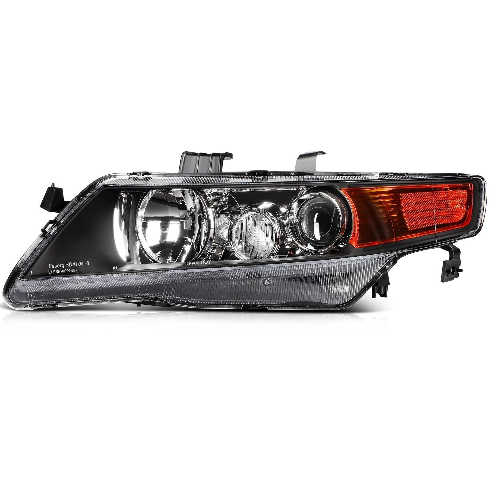 ECCPP Headlights Assembly For Acura TSX Base 2.4L 2004-2008 Pair Kit Black Amber 6B93BC-57