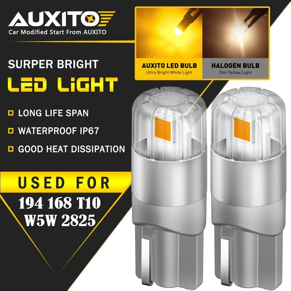 AUXITO W5W 175 2825 168 194 T10 LED Parking Light Bulbs Bright Yellow Amber EOA AUXITO