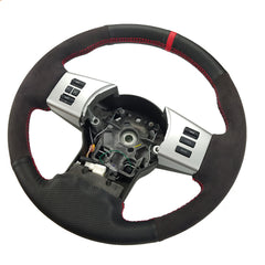 Hand-Sewing Black Suede Leather Steering Wheel Covers Wrap For Nissan Frontier