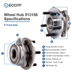 1Pc Wheel Hub Bearing Front For Jeep Wrangler TJ 2000-2006 Cherokee 1999-2001 6B93BC-57