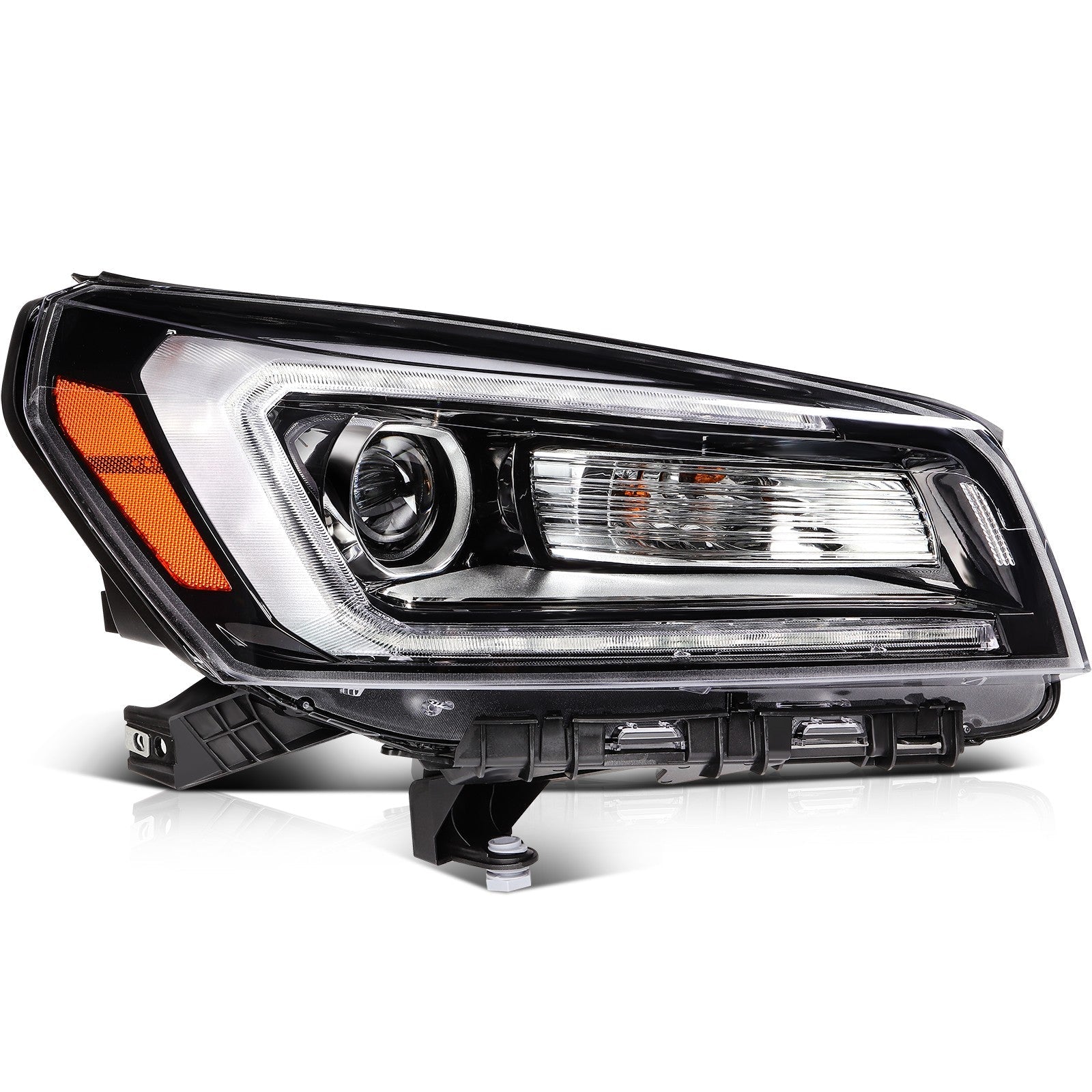 Pair Kit LED Headlights Assembly For 2013-2017 GMC Acadia 3.6L Black Amber 6B93BC-57