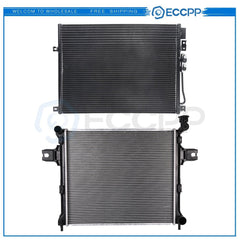 Aluminum Radiator & AC Condenser Cooling Kit For 2006-2010 Jeep Commander 6B93BC-57