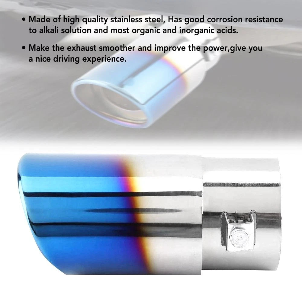 Car Tip Exhaust 2.5'' Inlet Stainless Steel Muffler Pipe Throat Universal Blue 6B93BC-57