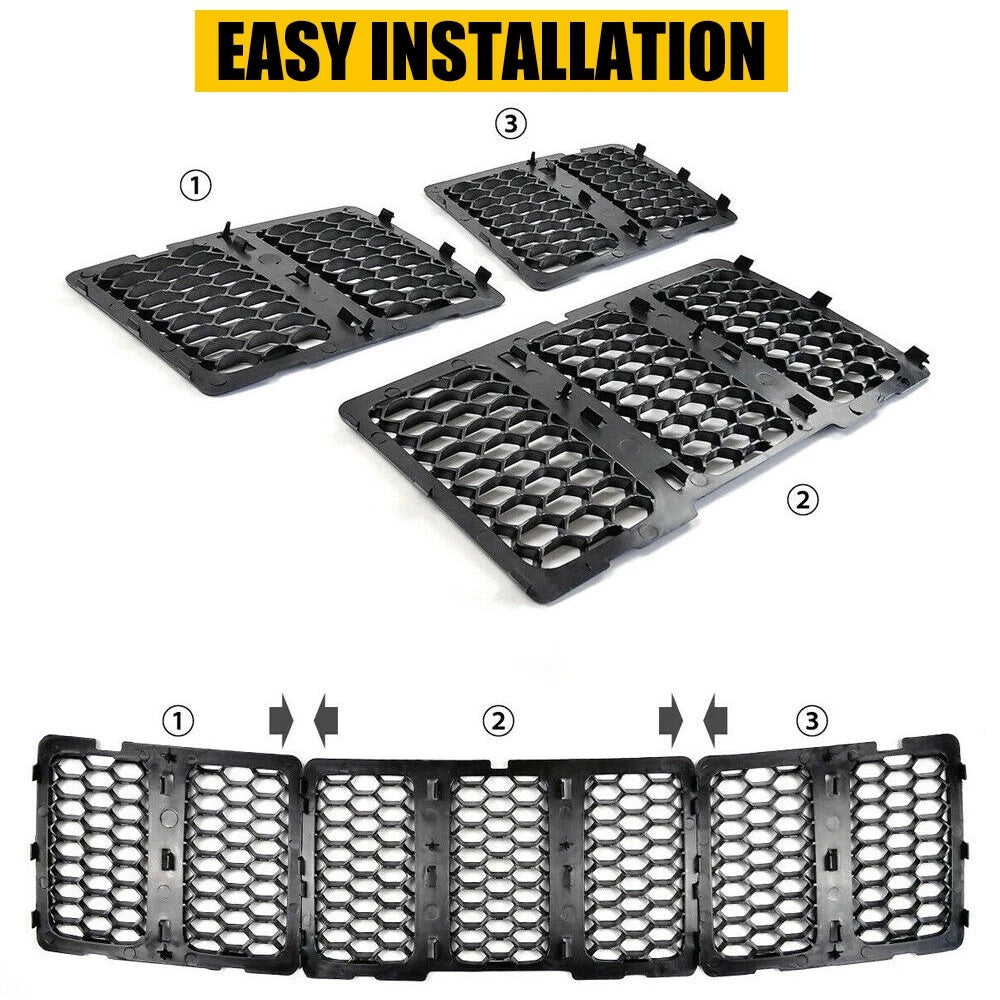 Black Honeycomb Grille w/Mesh Insert Kit for Jeep 2014-16 Grand Cherokee EOA 6B93BC-57