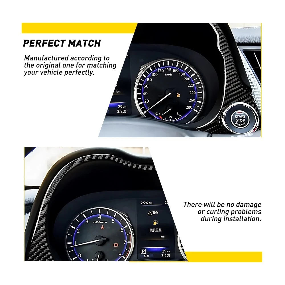 Carbon Fiber Interior Dashboard Frame Cover Trim Fit 2014-20 Infiniti Q50 Q60 EA 6B93BC-57