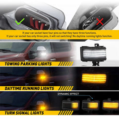 Pair Smoked Led Sequential Tow Mirror Signal Light Lamp For 2015-2022 Ford F-150 6B93BC-57