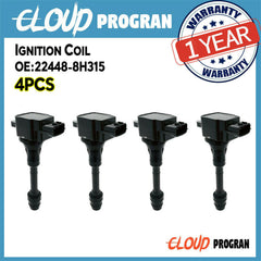 4PCS Ignition Coil 224488H315 For Nissan Altima Sentra 2.5L X-Trail T30 Primera 6B93BC-57