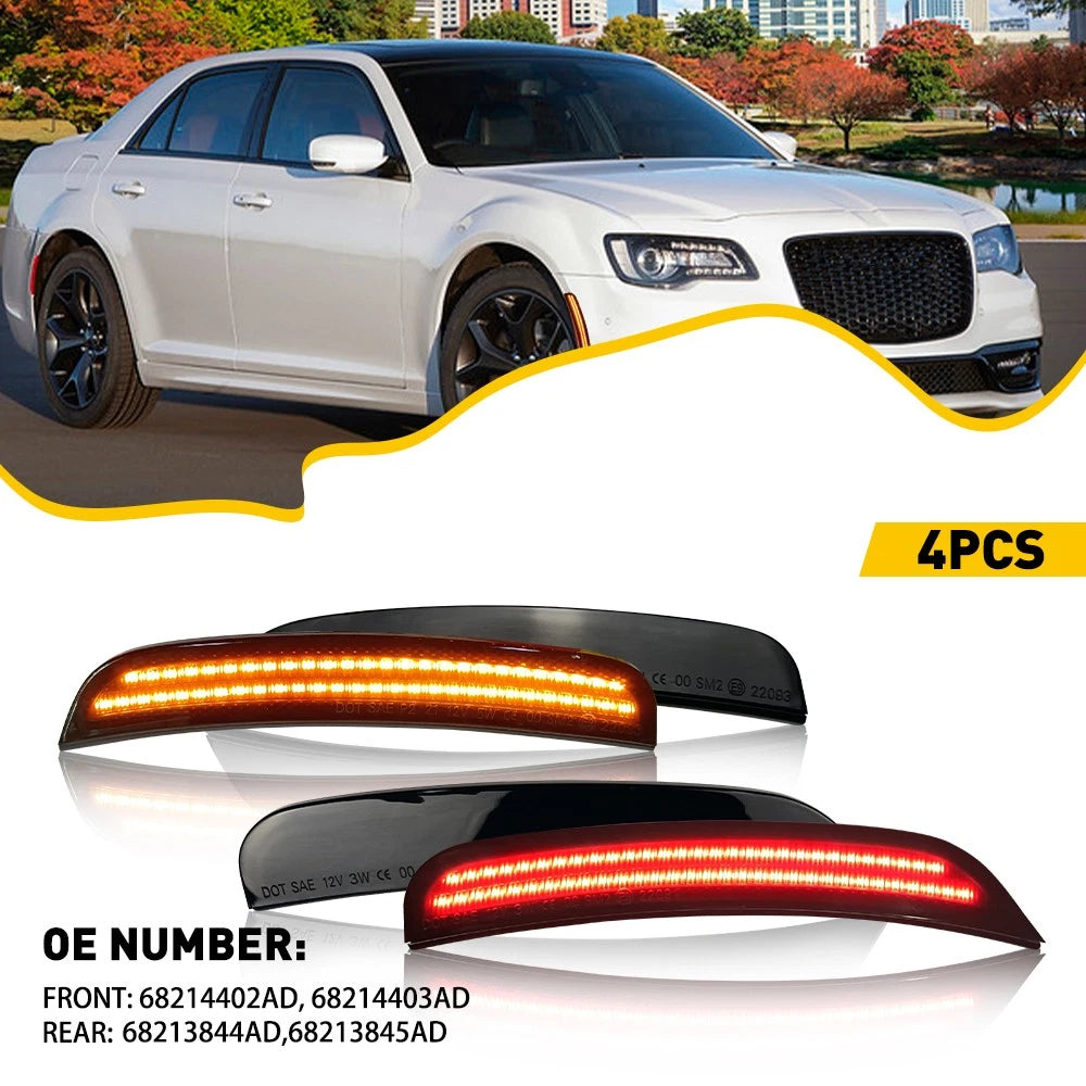 4PCS Front Rear Lamp For 2015-2021 Chrysler 300 Smoked LED Side Marker Light EOA 6B93BC-57