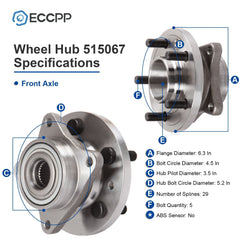 2Pcs Front Wheel Hub Bearings For Land Rover LR3 LR4 Range Rover Sport 2006-2013 6B93BC-57