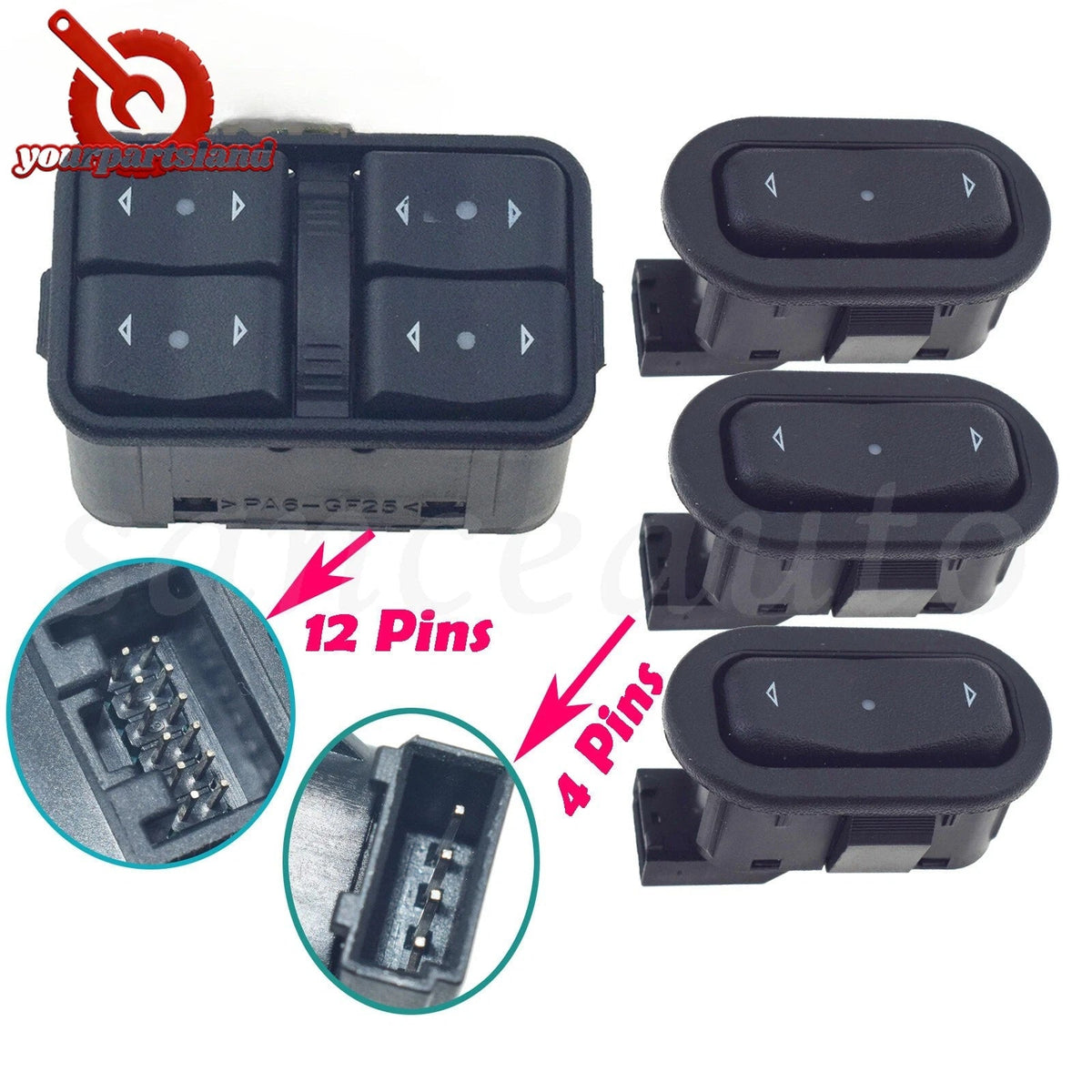 4PCS Power Window Control Switch For Opel Vauxhall Astra G Zafira A 1999-2005 6B93BC-57