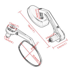 Motorcycle 7/8" Handle Bar End Rearview Side Mirrors For Honda Yamaha Kawasaki