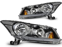 Pair Kit Headlights Assembly For 2008-2012 Honda Accord 2.4L 3.5L Black Amber 6B93BC-57