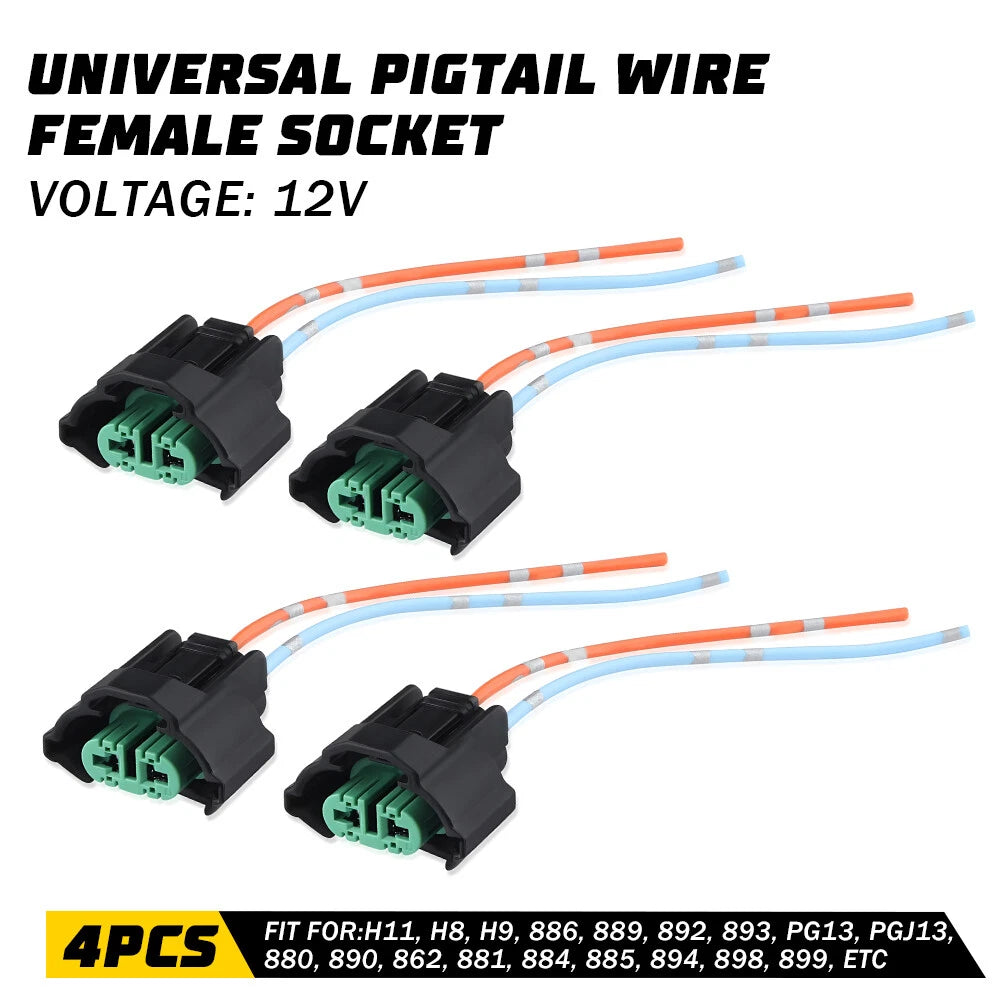 Wire Pigtail Female C H11 Two Harness Head Light Bulb Lamp Connector Socket Plug 6B93BC-57