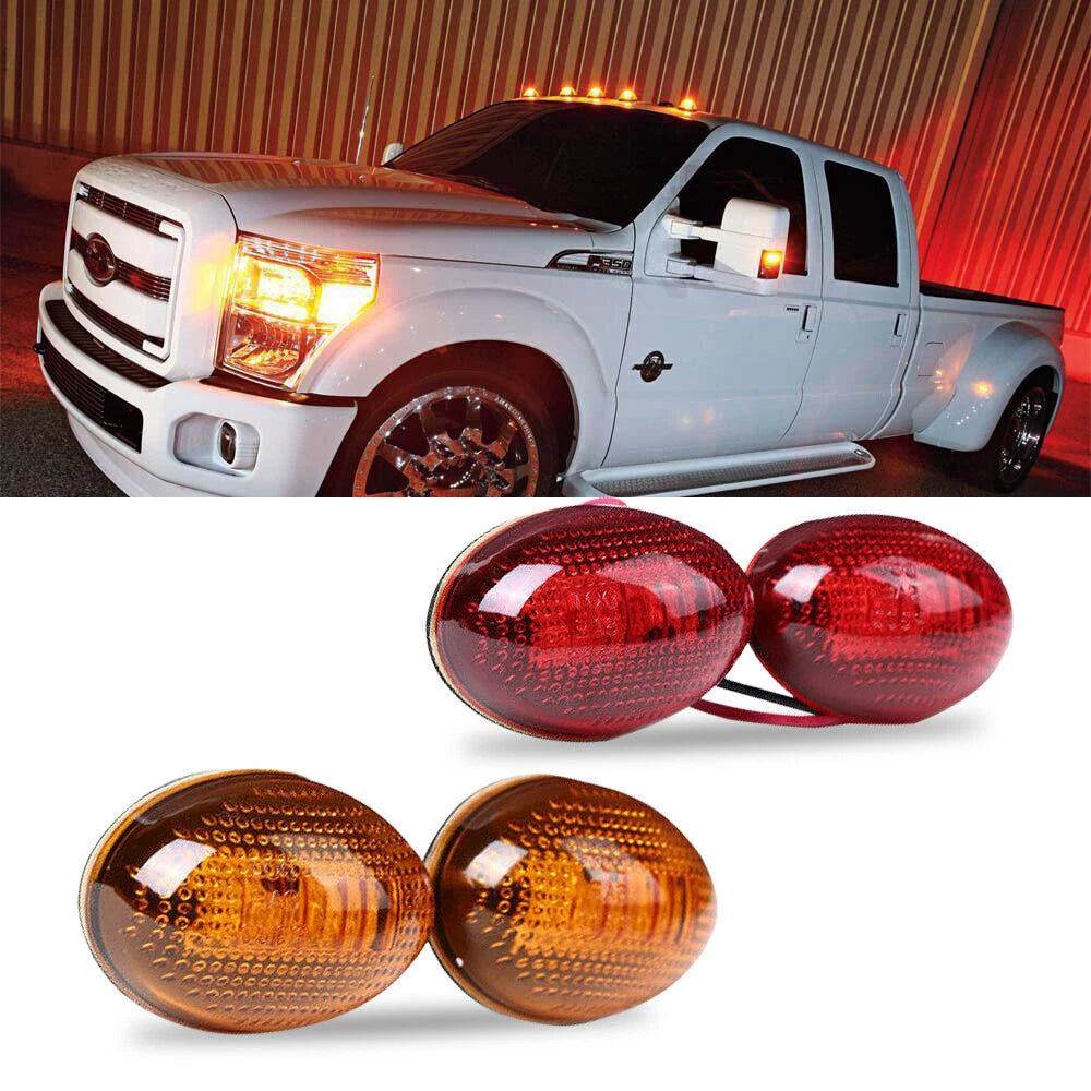 For 1999-2010 F450 F350 Ford Amber Red Fender Marker Side Dually Bed LED Lights 6B93BC-57