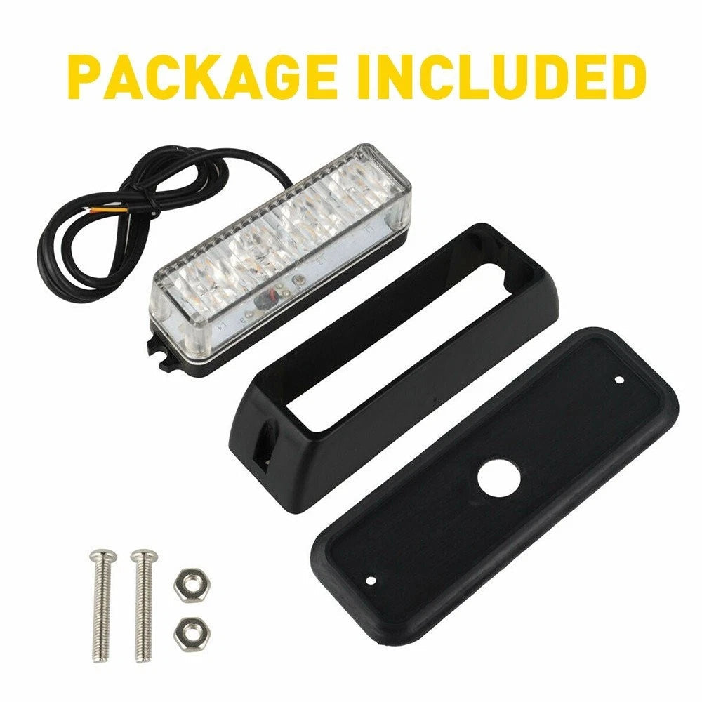 4 Amber LED White Truck Car Emergency Beacon Warning Hazard Flash Strobe Light 6B93BC-57