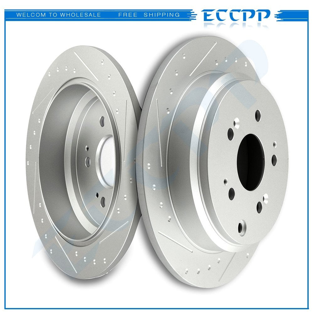 Rear Slotted Brake Rotors Discs For 2005-2010 Honda Odyssey EX LX Touring 3.5L 6B93BC-57