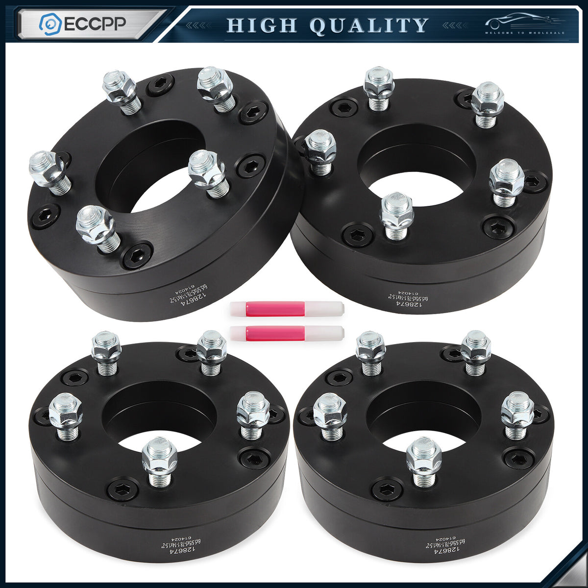 4 Pcs 2" 6x5.5 to 5x5 Wheel Adapters 14x1.5 For Chevy GMC 6 Lug Convert to 5 Lug