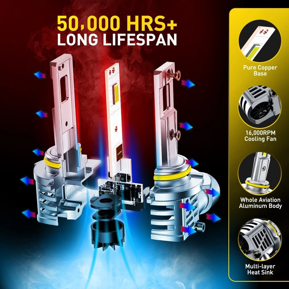 AUXITO Combo 4 9005 9006 LED Headlight Kit Bulbs High Low Beam White 60000LM M6S AUXITO