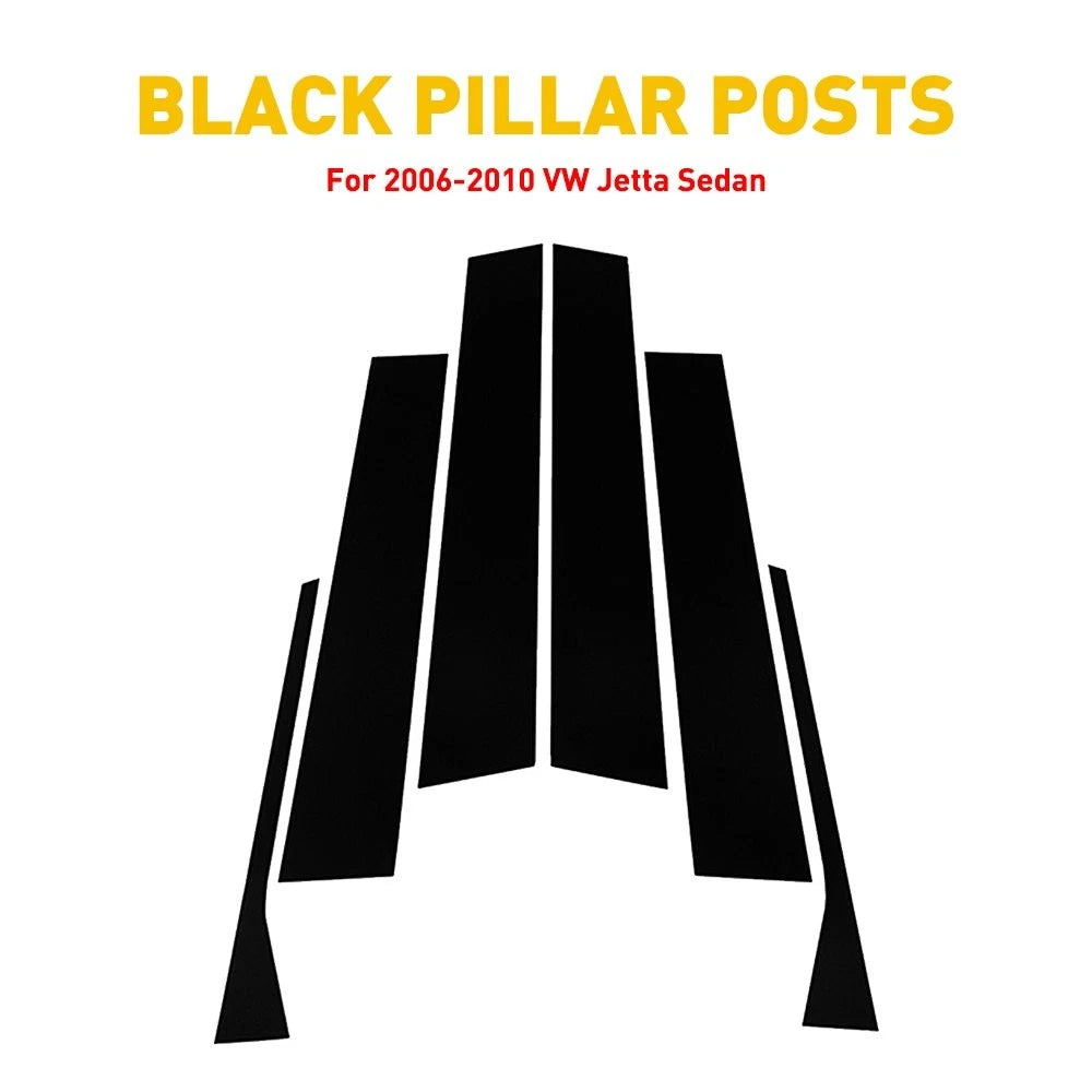 Door Trim Pillar Posts For 2006-2010 VW Jetta Sedan Gloss Black Cover Trims EOA 6B93BC-57
