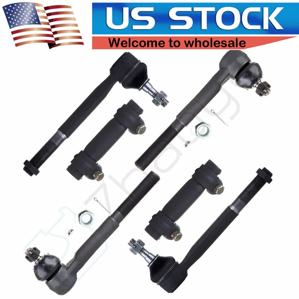 6Pcs For 1988-99 4WD K1500 K2500 K3500 Tie Rod Ends Inner Outer Tie Rods Sleeves 6B93BC-57