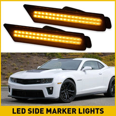 FOR 2010-2015 CHEVY CAMARO FRONT LED SIDE MARKER LIGHT BUMPER LAMPS SMOKED AMBER 6B93BC-57