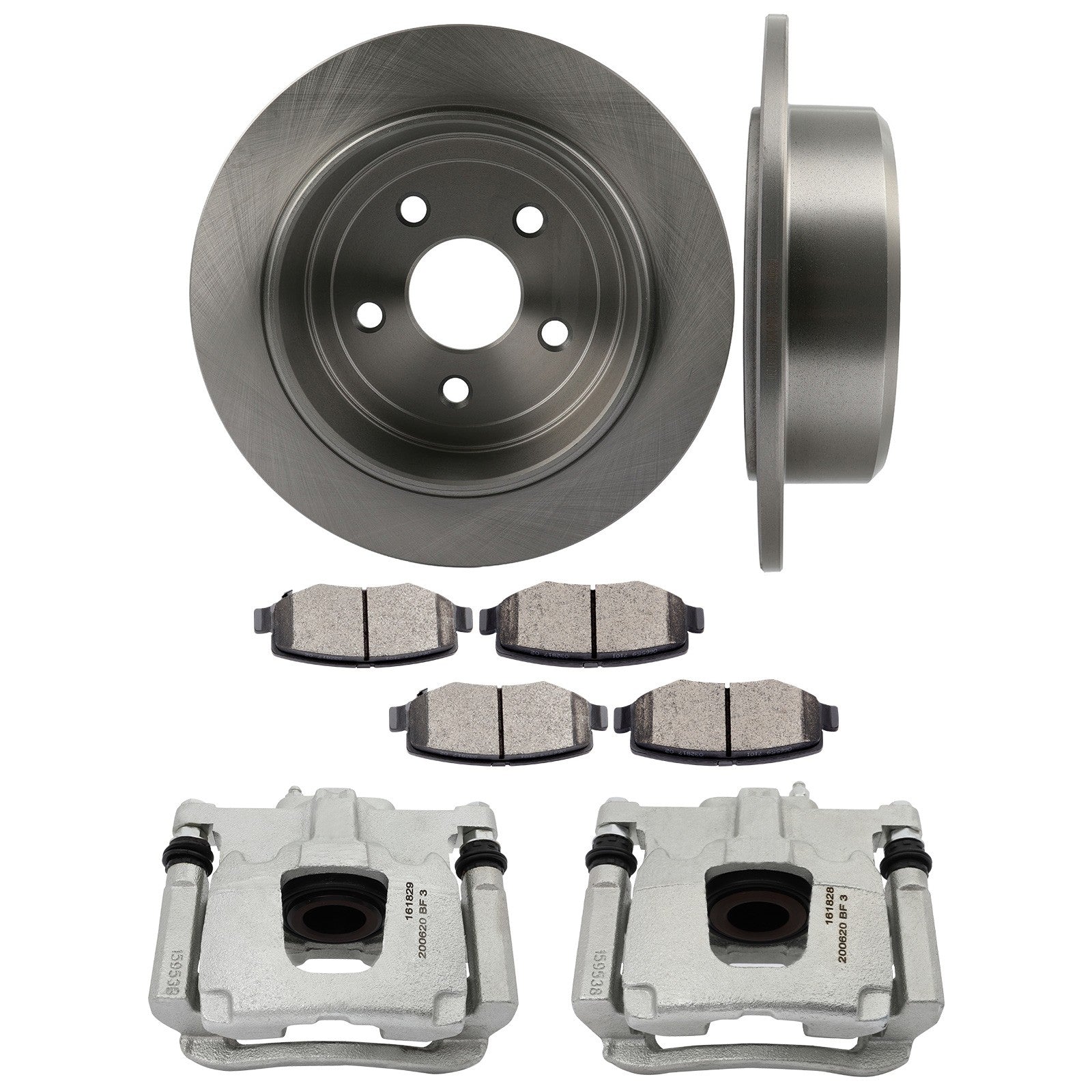 Rear L+R Brake Calipers Brake Rotors Brake Pads 8Pcs For 2007-2017 Jeep Wrangler 6B93BC-57