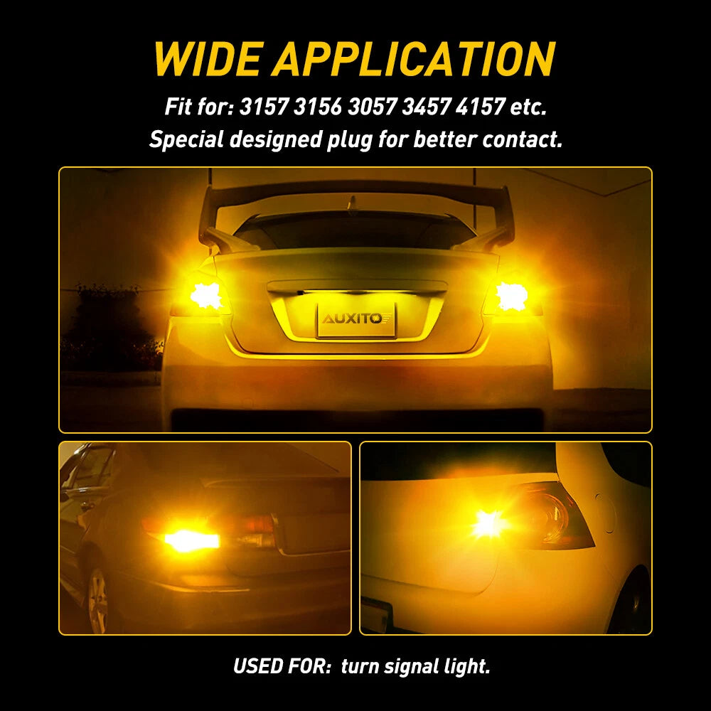 AUXITO NO HYPER FLASH 3157 3156 LED FRONT TURN SIGNAL PARKING LIGHTS BULBS AMBER AUXITO