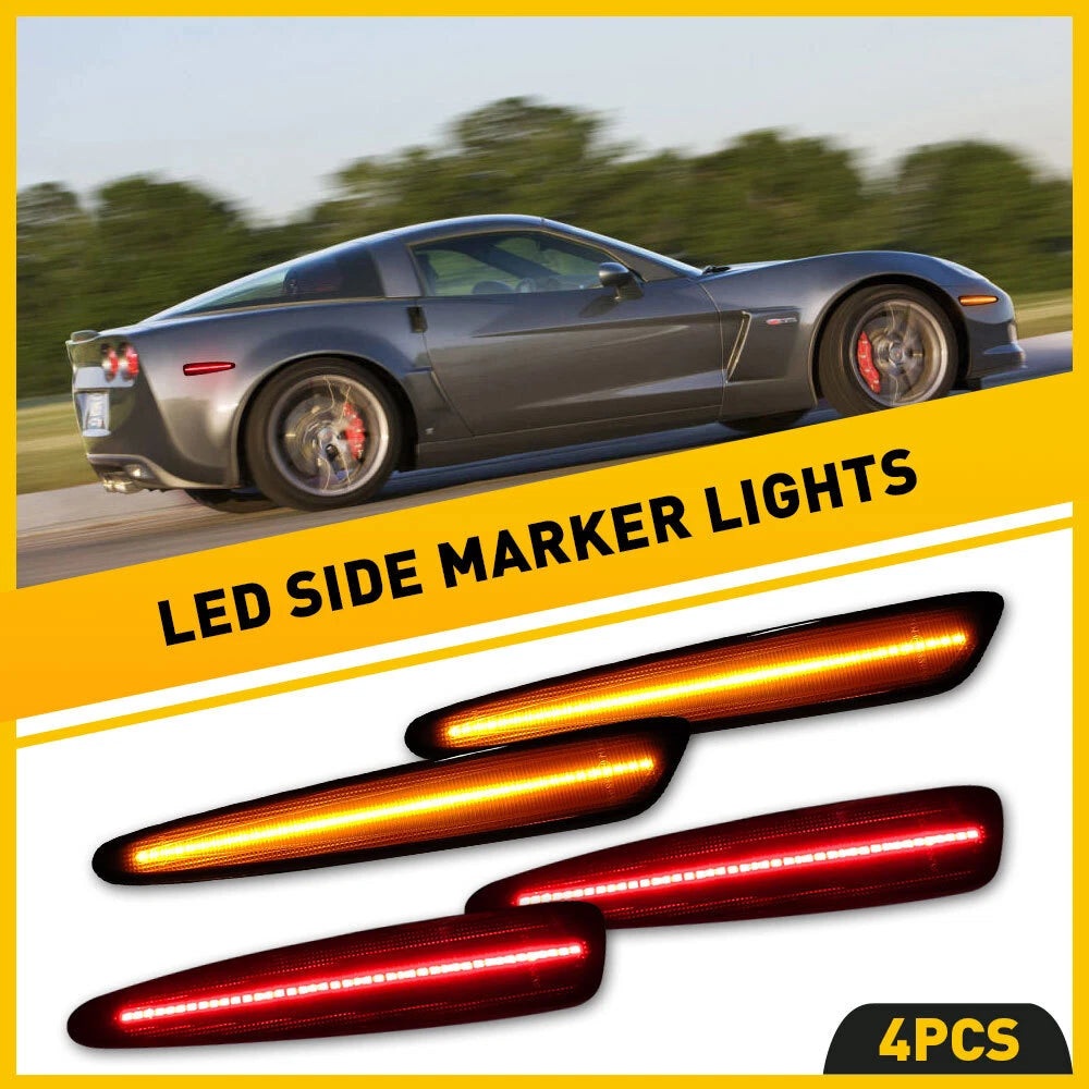 4X Amber Red Front Rear Marker Light For 05-13 Chevrolet Corvette C6 Accessories 6B93BC-57