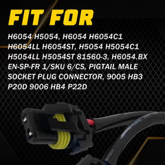 Conversion Wire H6054 to 9005 9006 Two Harness Head Light Bulb Adapter Connector 6B93BC-57