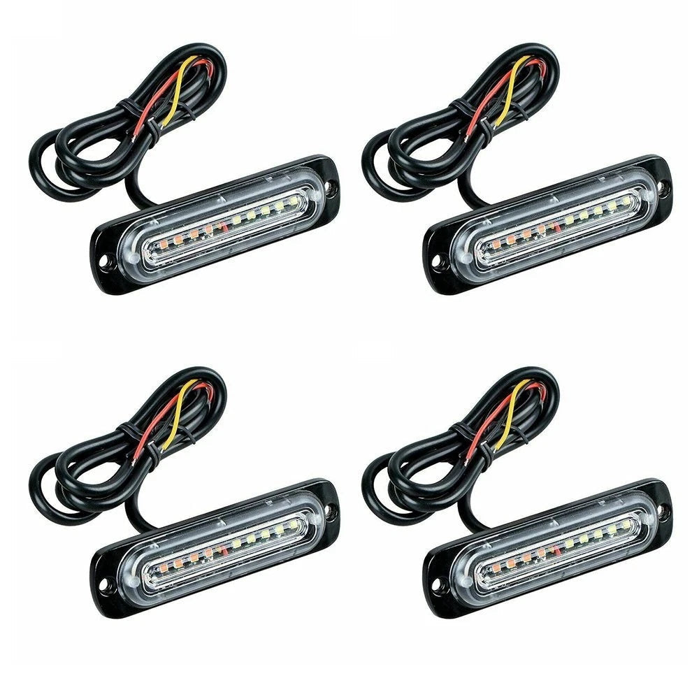 4X LED Strobe Light Emergency Beacon Warning Hazard Flash Car Truck Amber/White 6B93BC-57