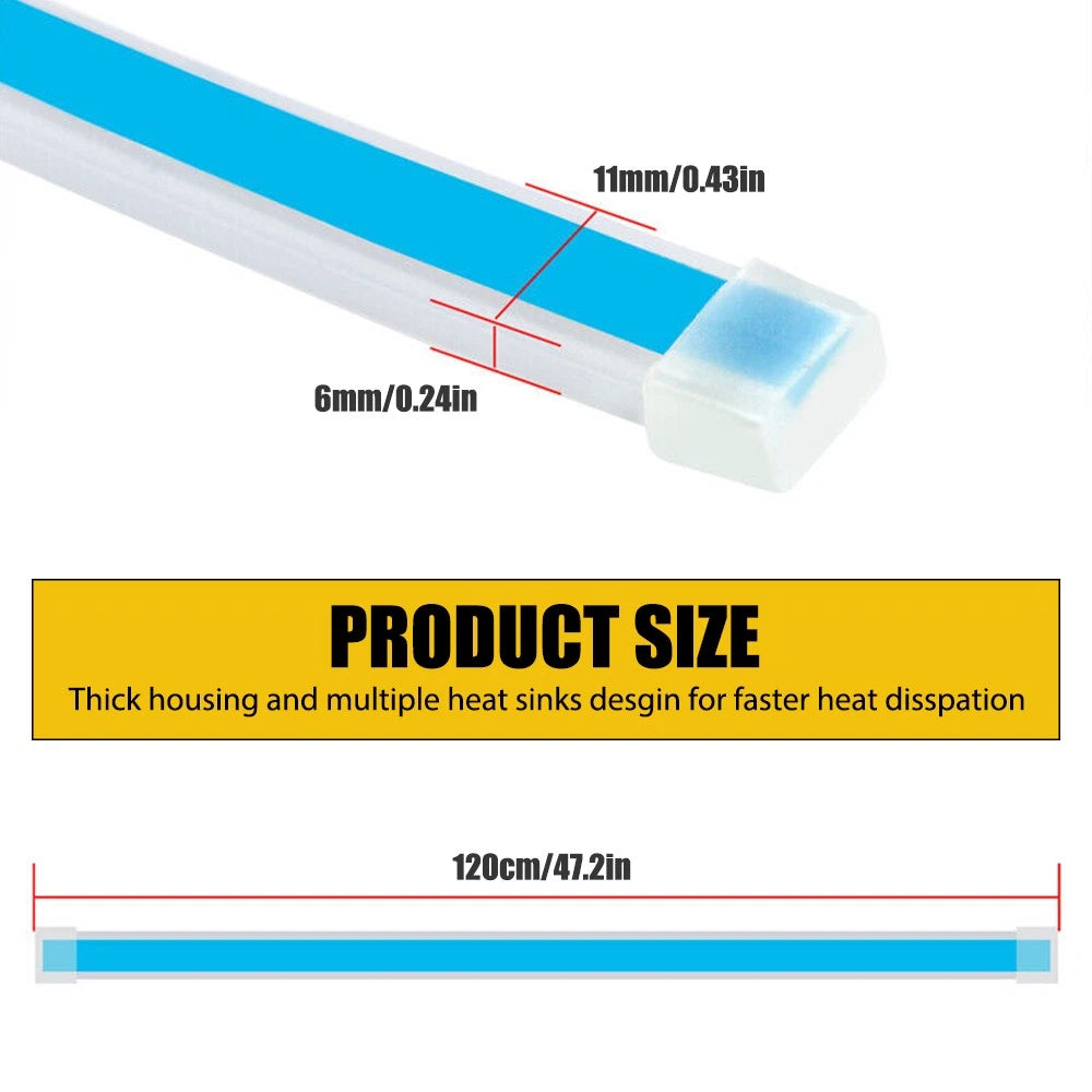 120cm 12V Car Hood Daytime LED Running Light Strip Waterproof Flexible Lamp DRL 6B93BC-57
