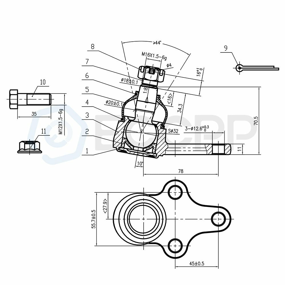 12pcs For 1989-1995 Toyota Pickup RWD Front Tie Rod Ends Center Link Ball Joints 6B93BC-57