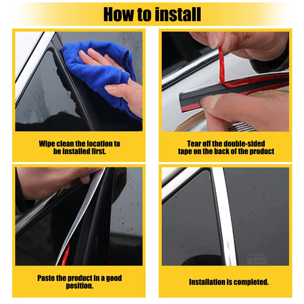 1X 3/4" Chrome Molding Trim Strip For Car Body Rear Door Side Roof Decora US 6B93BC-57