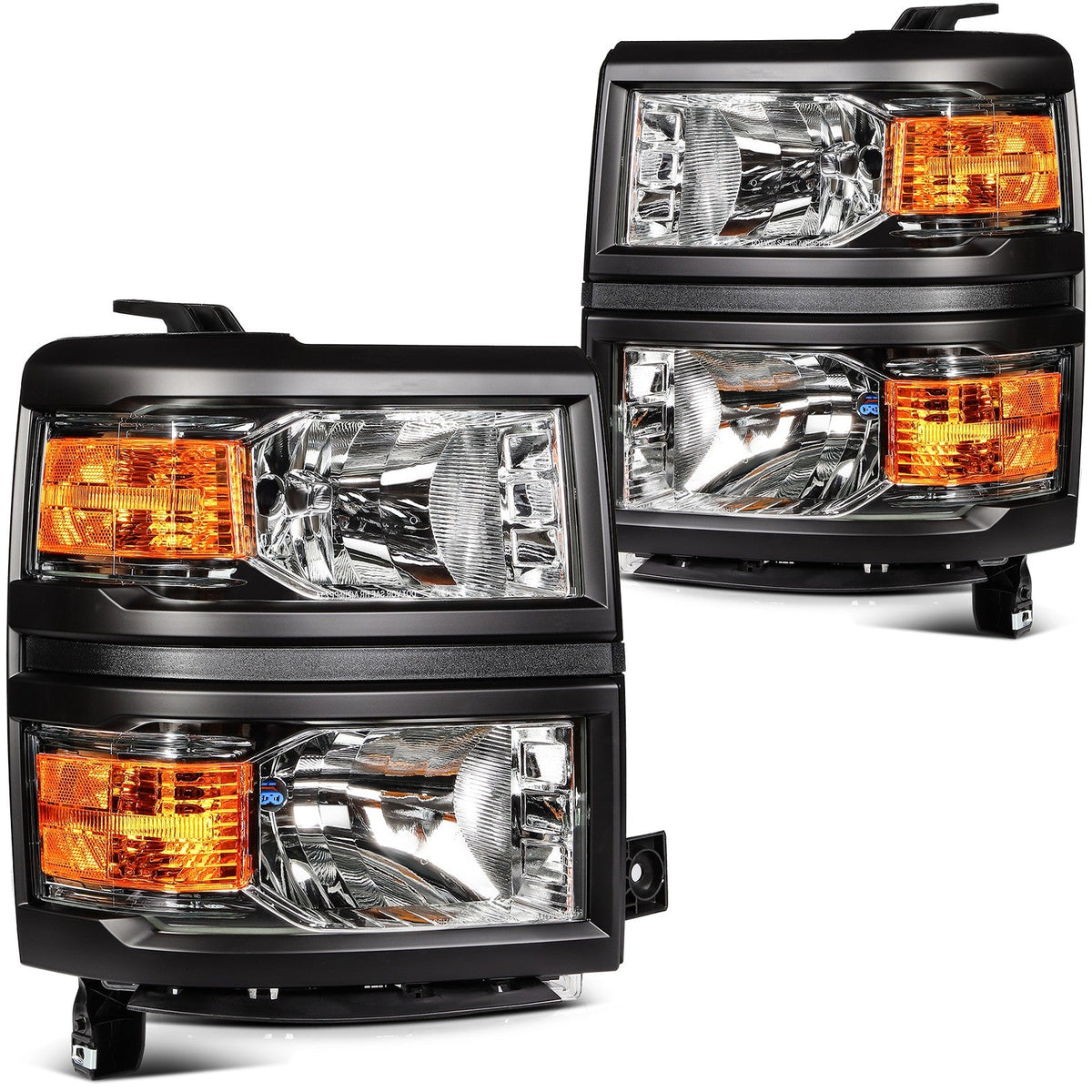 Headlights For Chevy Silverado 1500 2014-2015 Black Housing w/Amber Corner Lamp 6B93BC-57