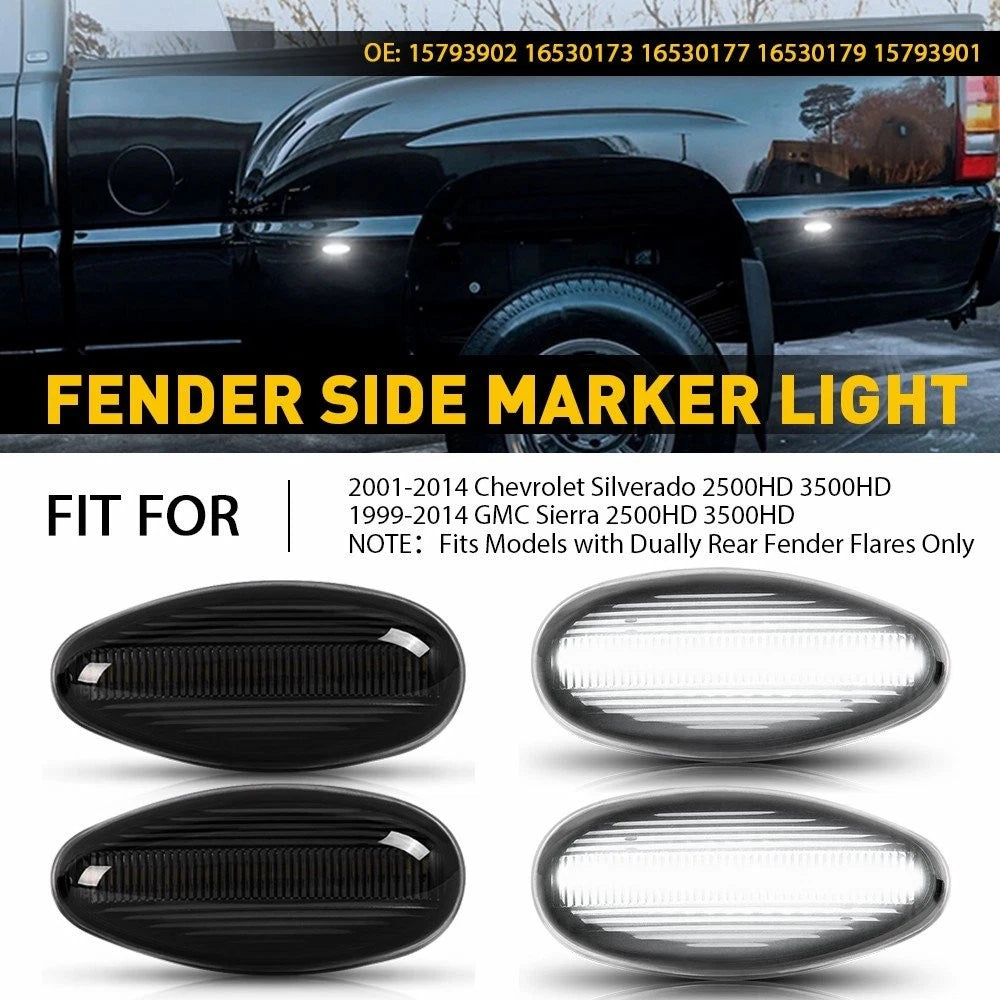 Side Fender Marker Dually Bed LED Light For 2001-14 Chevy Silverado GMC Sierra A 6B93BC-57