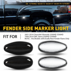 Side Fender Marker Dually Bed LED Light For 2001-14 Chevy Silverado GMC Sierra A 6B93BC-57