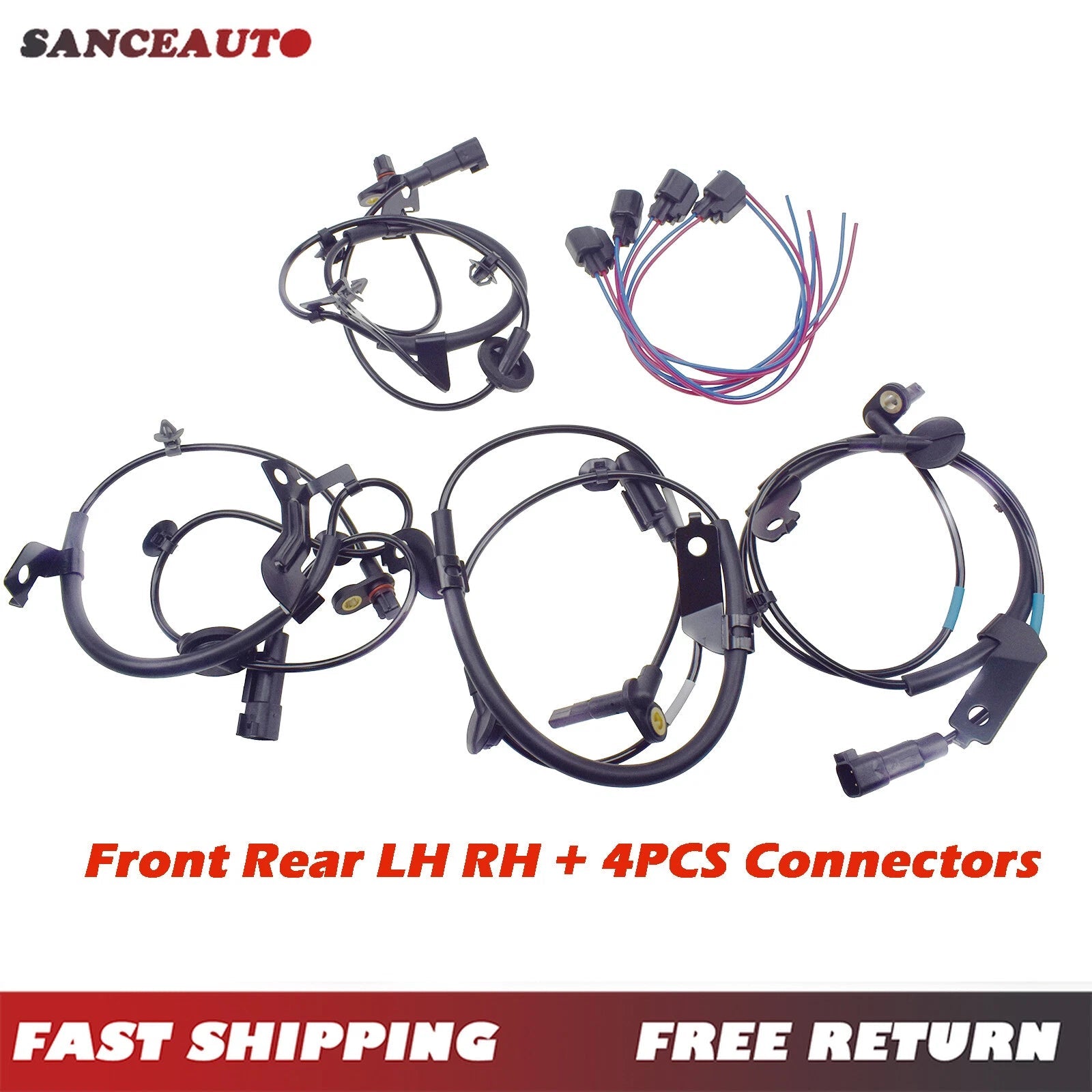 ABS Wheel Speed Sensor W/ Connectors For Mitsubishi Lancer Outlander 2008-2017 6B93BC-57